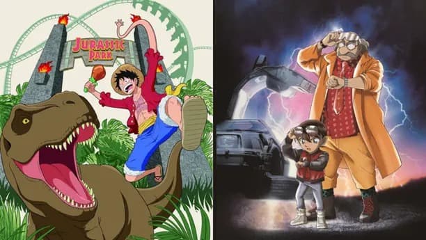 One Piece, Conan bất ngờ collab Jurassic Park, Back to the Future
